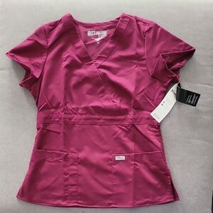 Grey's Anatomy Women's Wine V-Neck Scrub Top